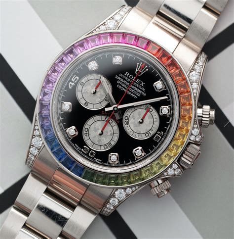 rolex daytona rainbow silver|daytona rainbow rolex for sale.